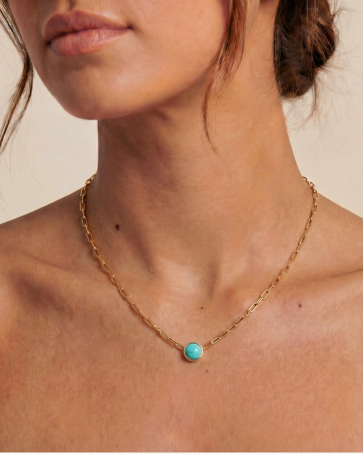 Paperclip Necklace in Turquoise