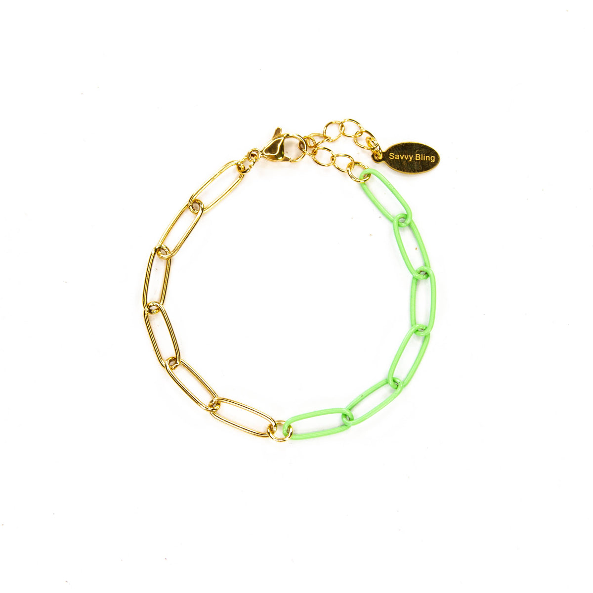 Colored Paperclip & Gold Chain Link Bracelet