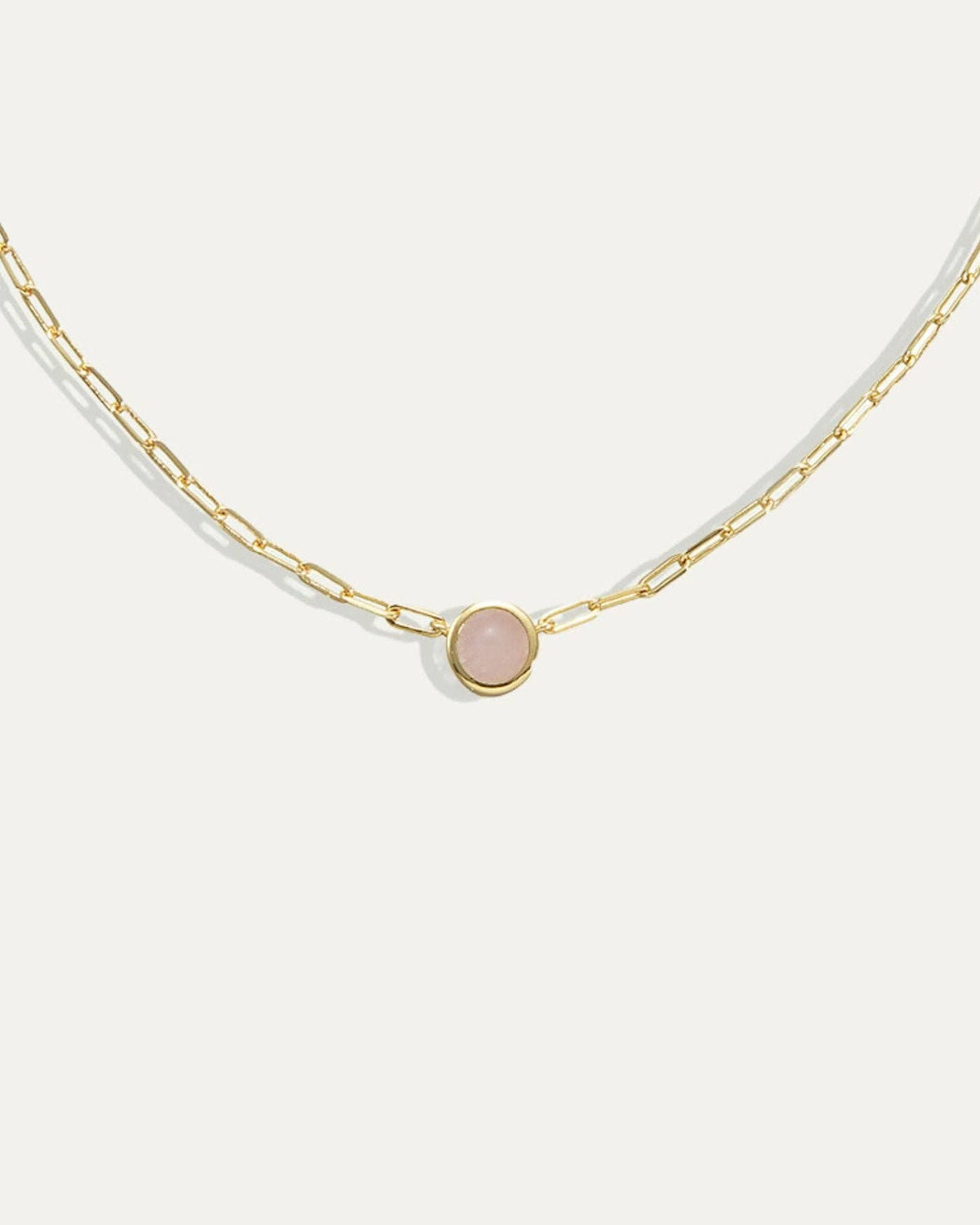 Ava Paperclip Necklace in Rose Quartz