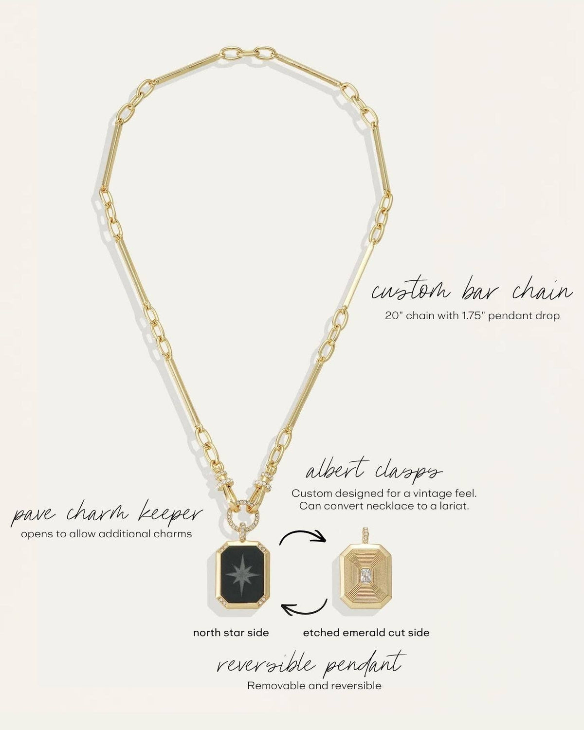 Aster Reversible Pendant Charm Necklace