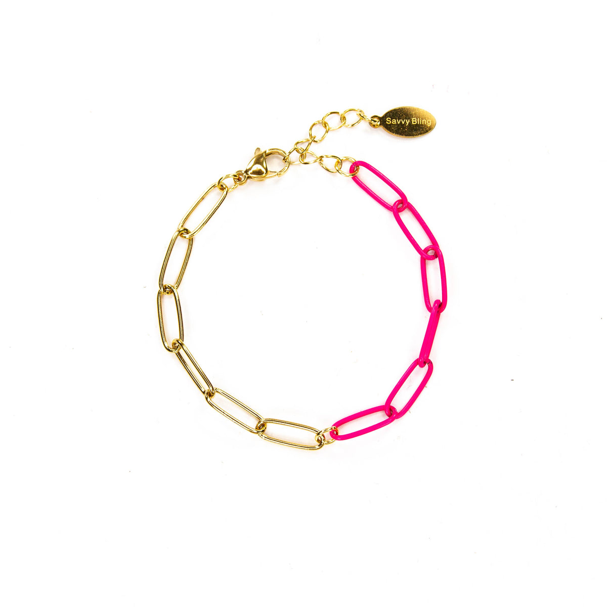 Colored Paperclip & Gold Chain Link Bracelet