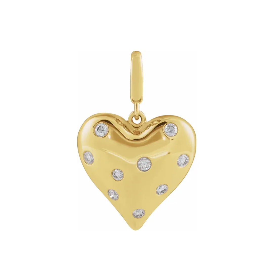 14K Gold + Natural Diamond Charm- Heart