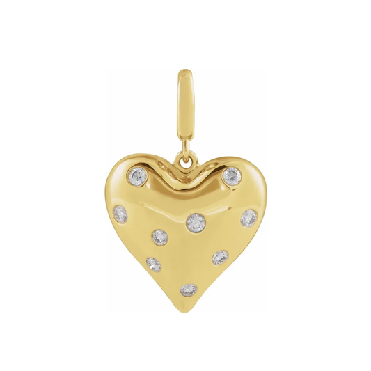 14K Gold + Natural Diamond Charm- Heart