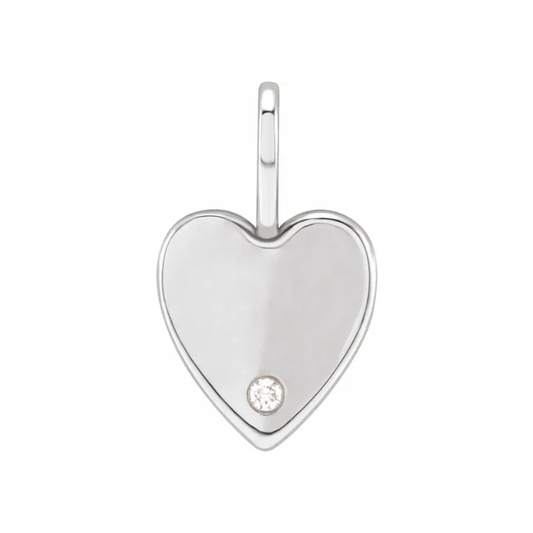 14K Gold + Natural Diamond Charm- Accent Heart