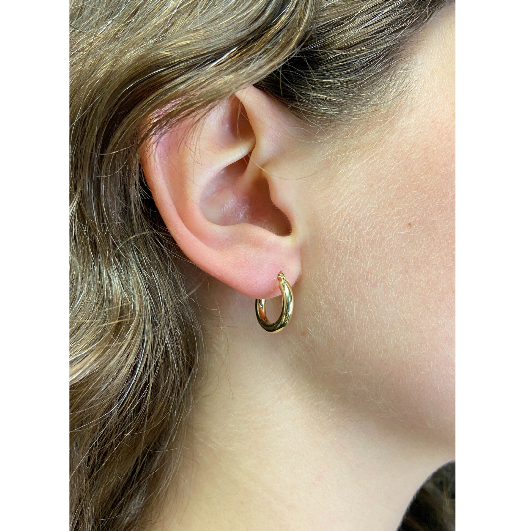 Classic Yellow Gold Hoop Earrings - 3mm