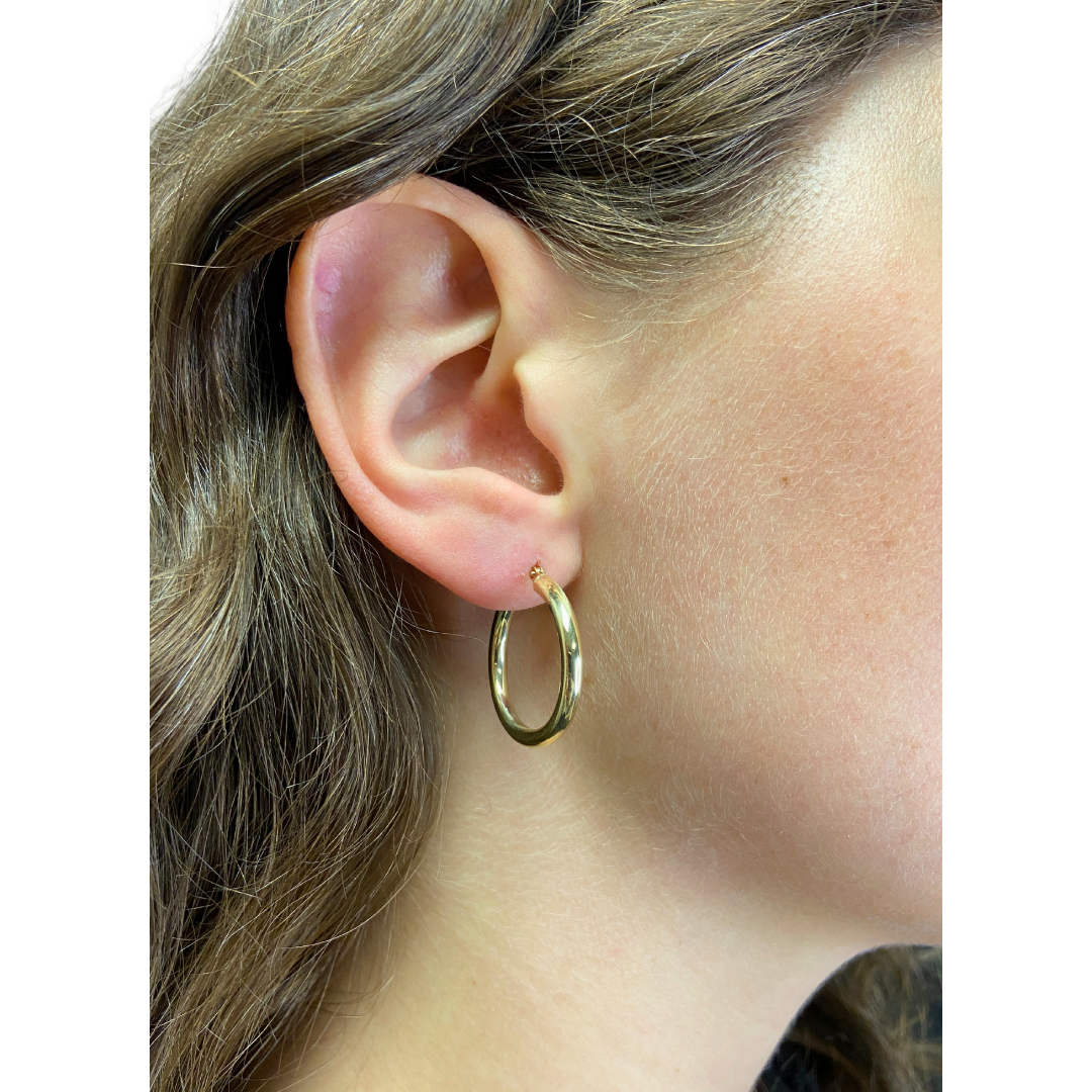 Classic Yellow Gold Hoop Earrings - 3mm