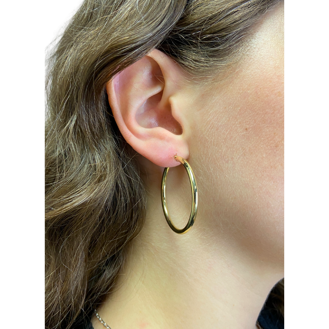 Classic Yellow Gold Hoop Earrings - 3mm