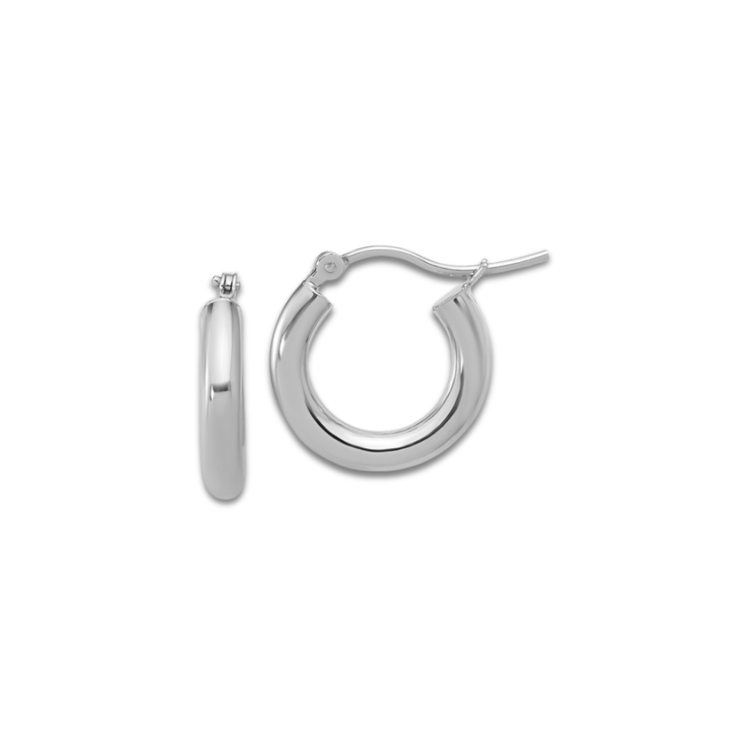 Classic White Gold Hoop Earrings - 3mm