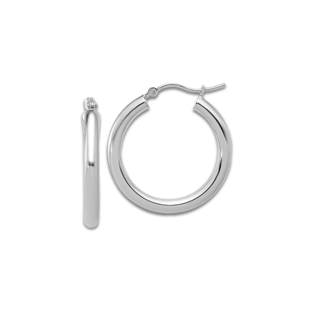 Classic White Gold Hoop Earrings - 3mm