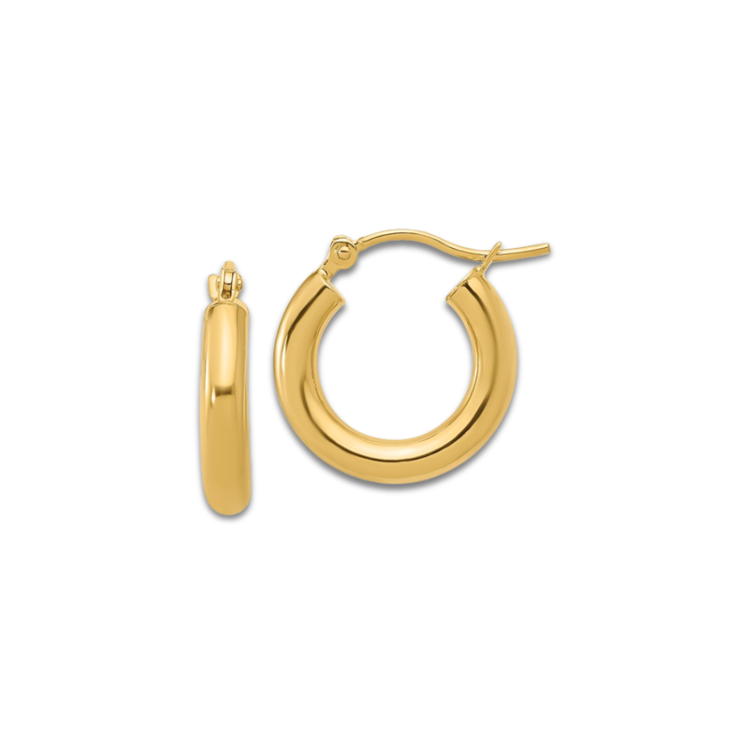 Classic Yellow Gold Hoop Earrings - 3mm