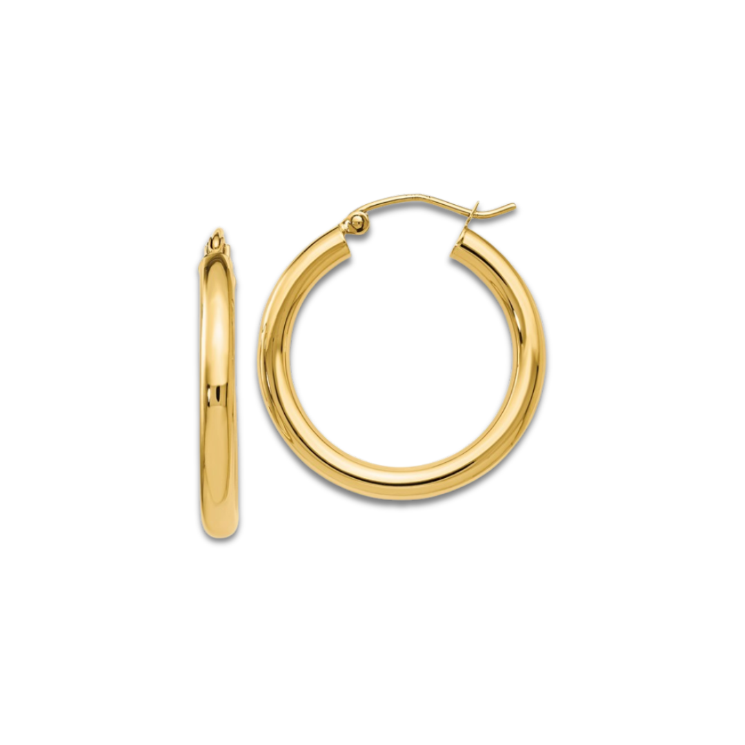 Classic Yellow Gold Hoop Earrings - 3mm