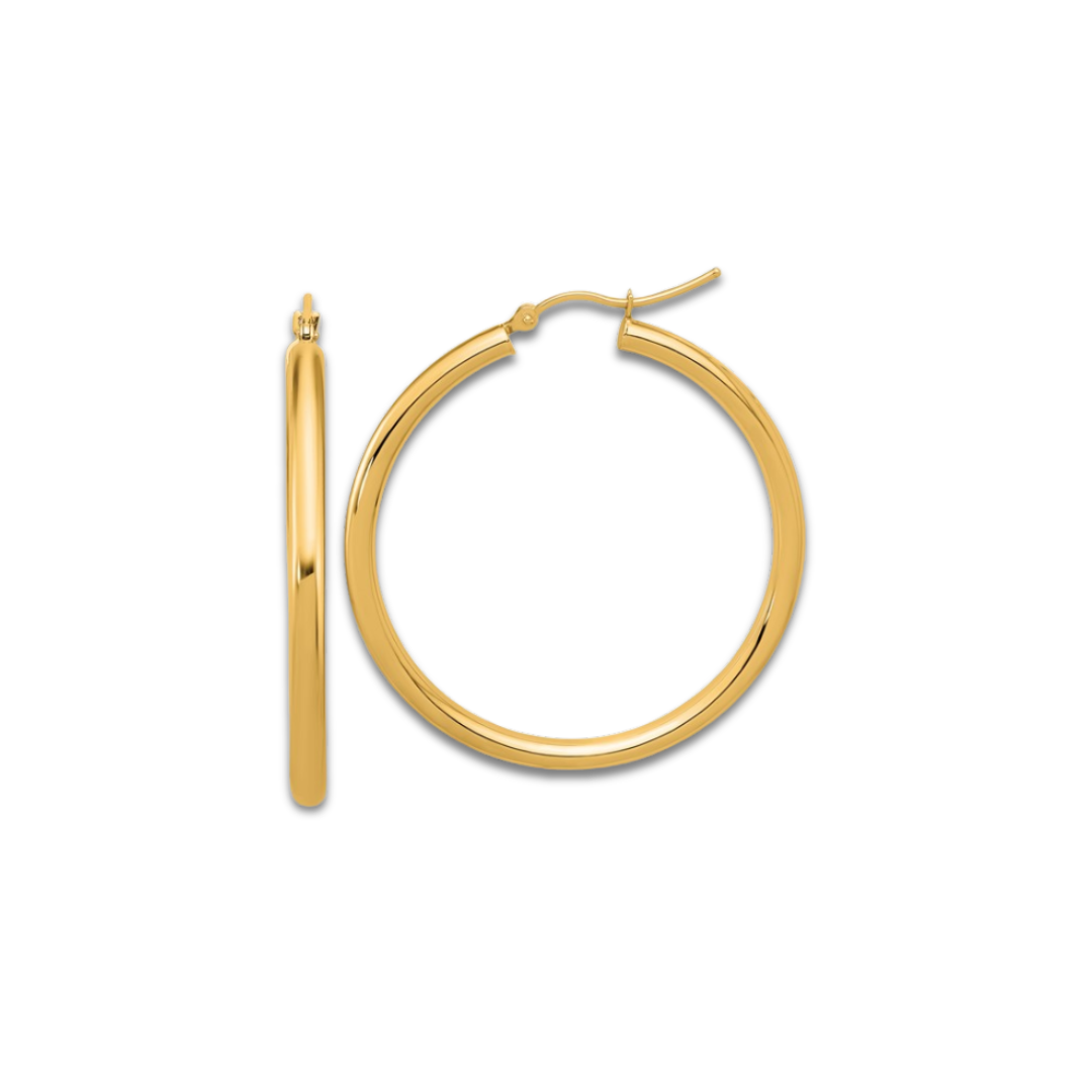 Classic Yellow Gold Hoop Earrings - 3mm