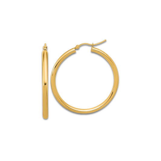 Classic Yellow Gold Hoop Earrings - 3mm