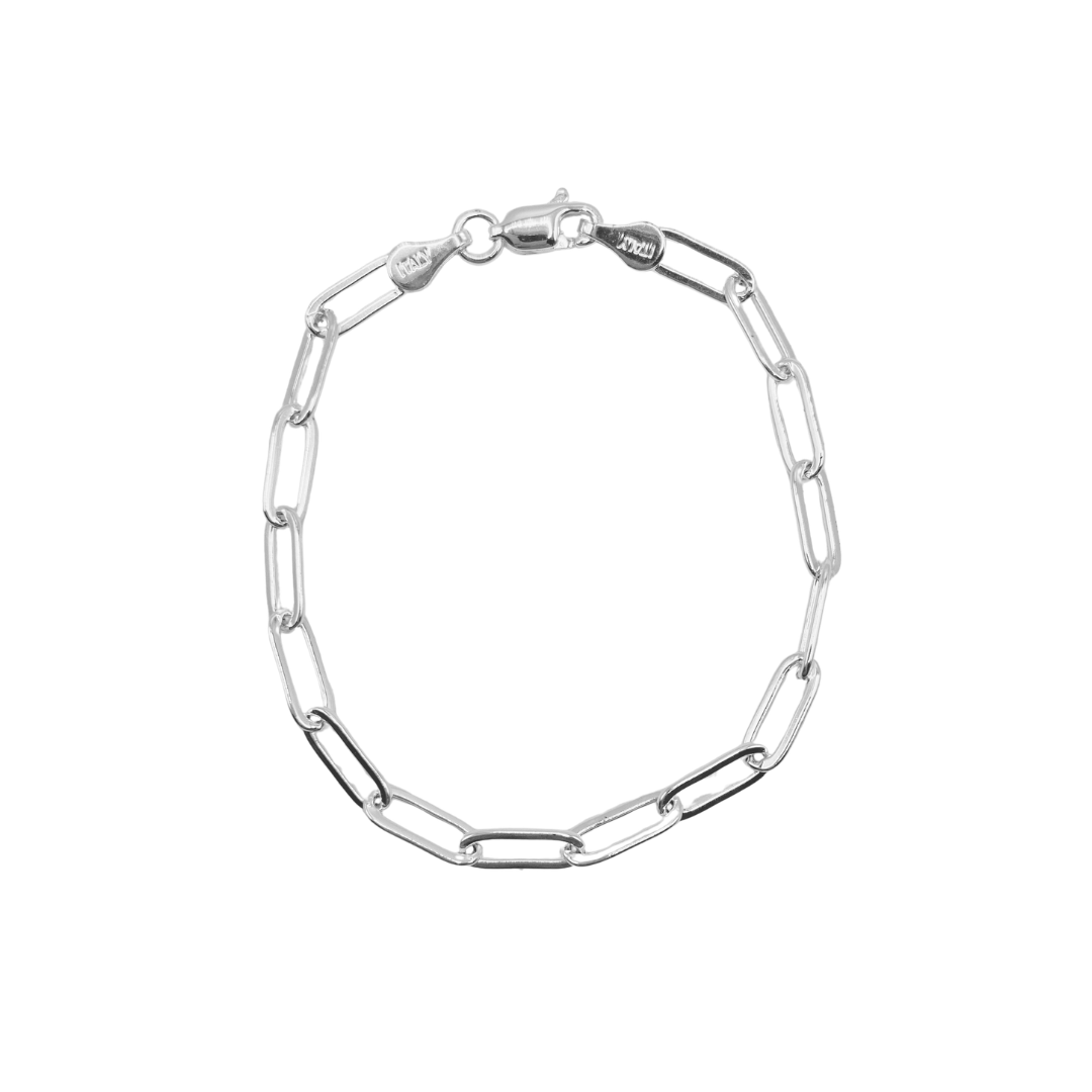 7.5" 4mm Paperclip Bracelet- Sterling Silver