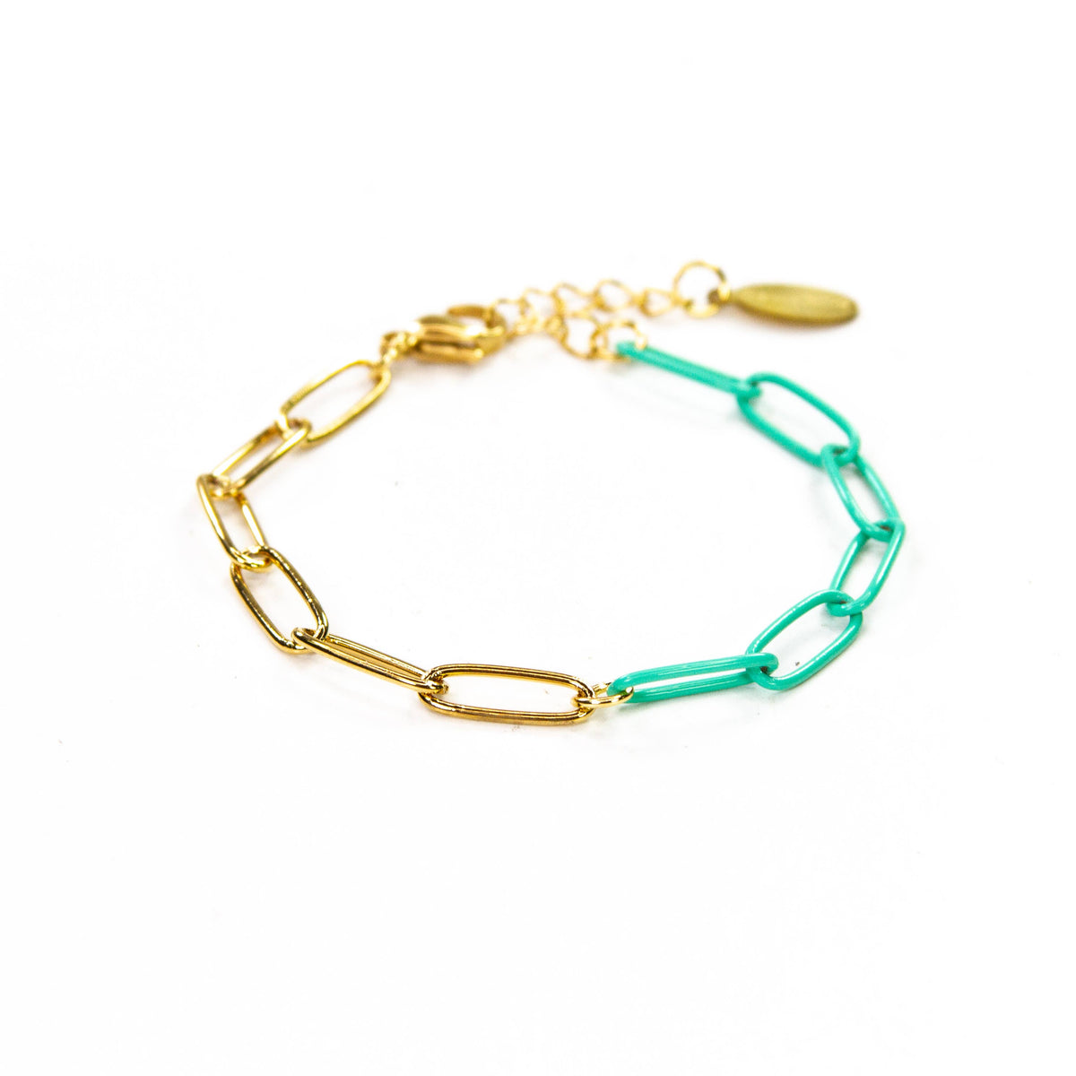 Colored Paperclip & Gold Chain Link Bracelet