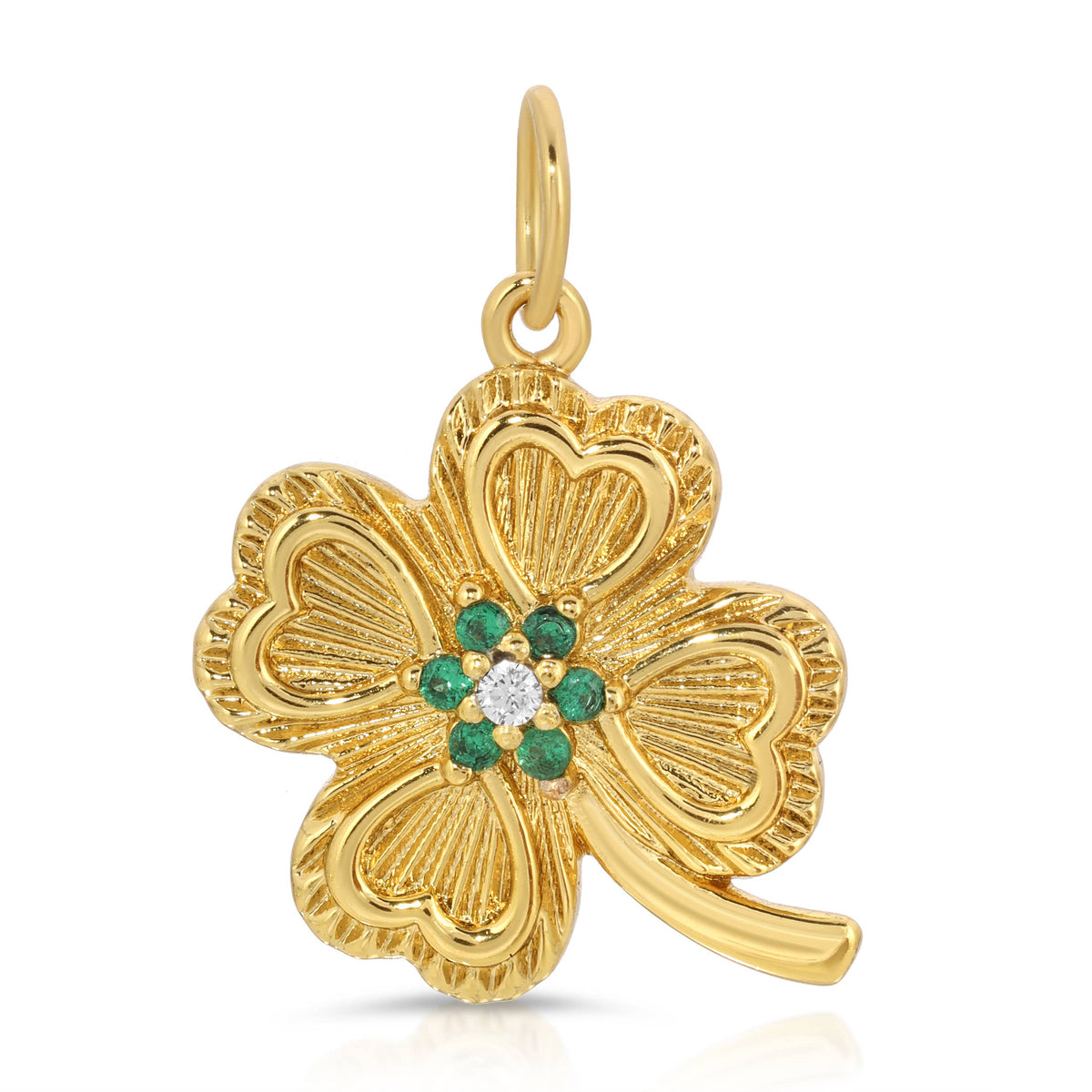 Charm- Lucky Simulated Emerald Clover