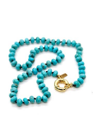 Hand-Knotted Short Turquoise Beaded Necklace - NLS-TQ