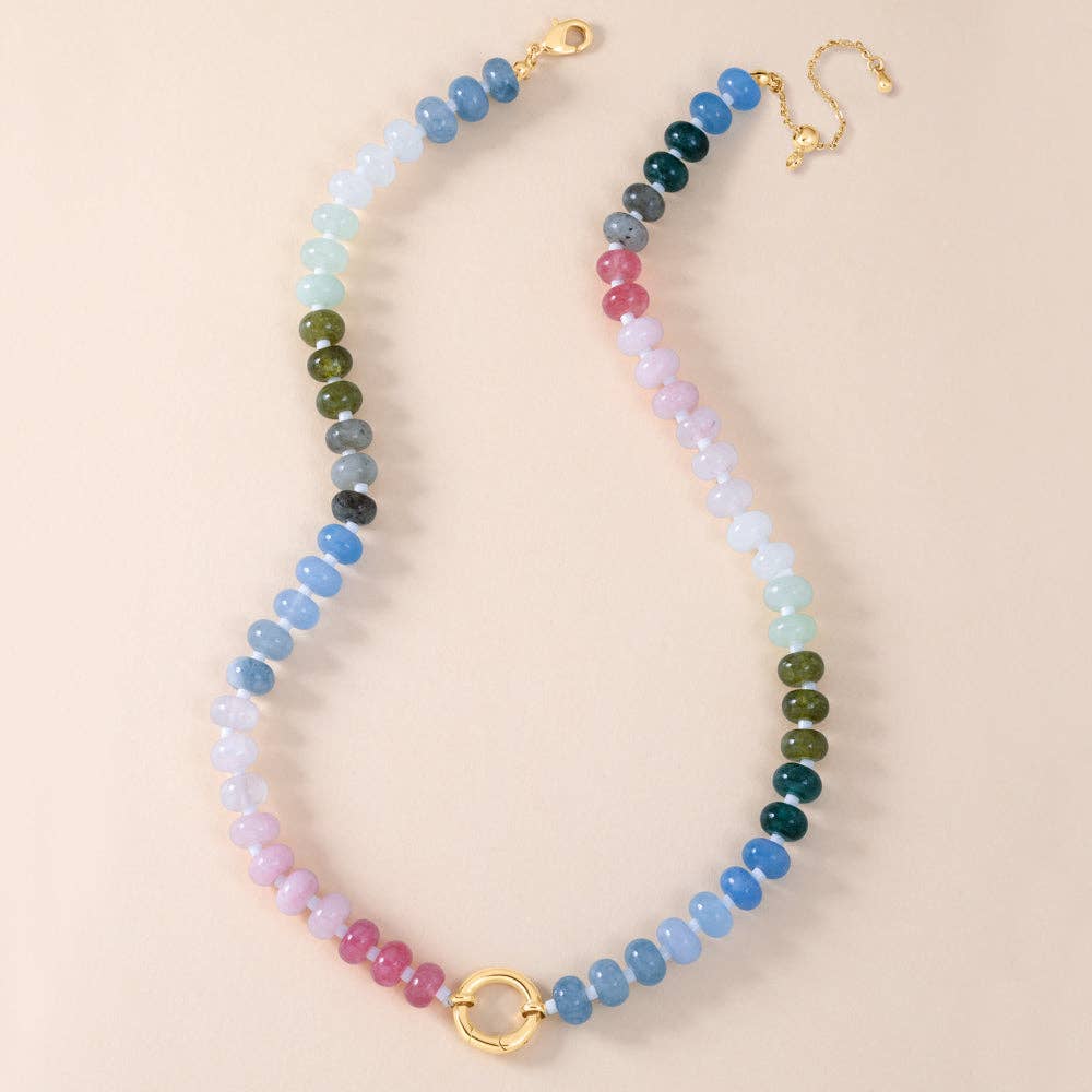 "Token Tales" Blush Semi-Precious Charm Holder Necklace