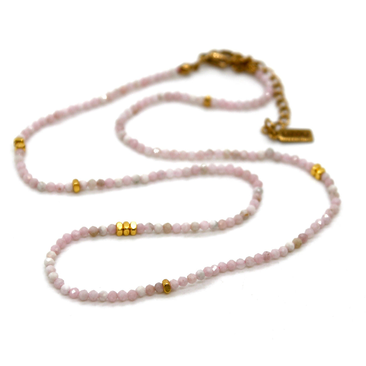 Pink Opal Stone and Gold Luxury Short Necklace - NC-613