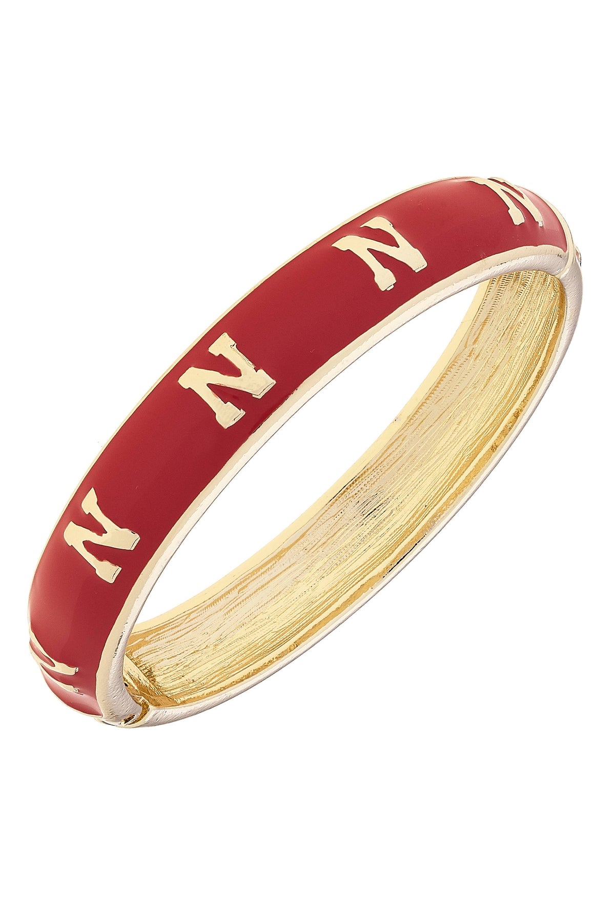 Nebraska Cornhuskers Sculpted Enamel Logo Hinge Bangle in Red