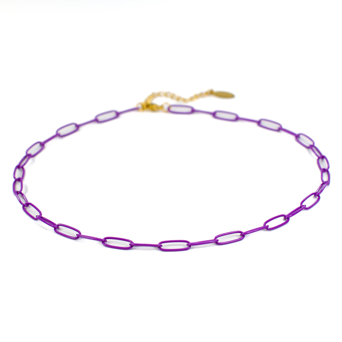 Enamel Colored Paperclip Chain Link Necklace