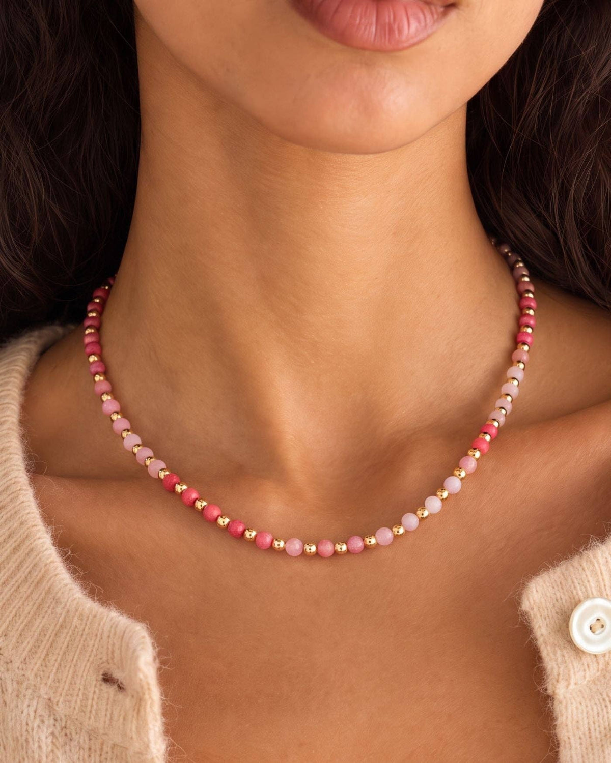Kate Gemstone Necklace in Pink