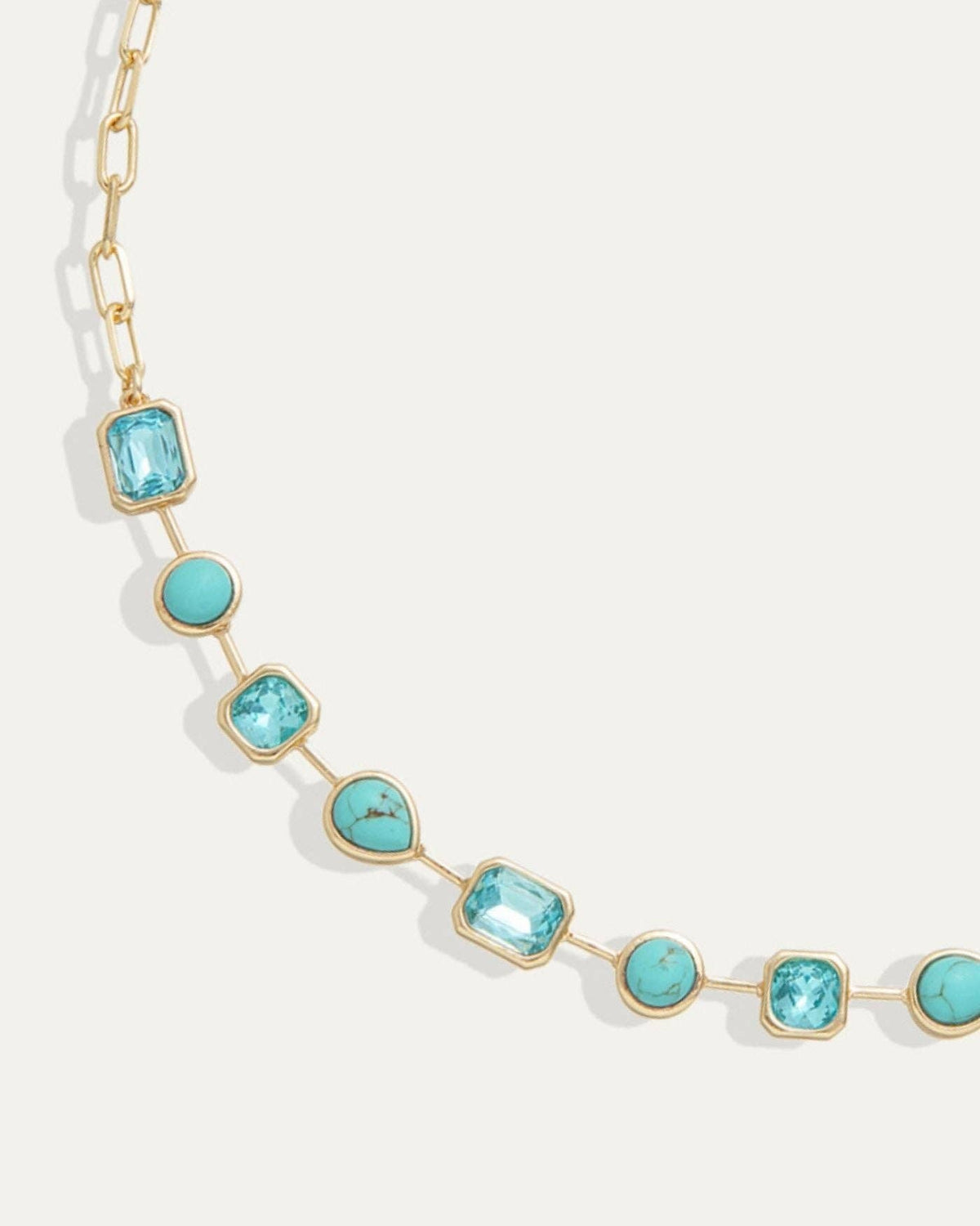 Nicole Paperclip Tennis Necklace in Turquoise