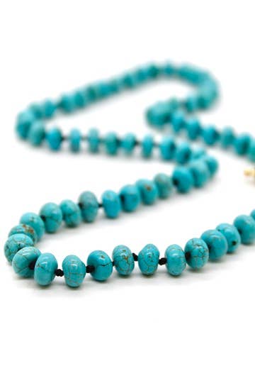 Hand-Knotted Short Turquoise Beaded Necklace - NLS-TQ
