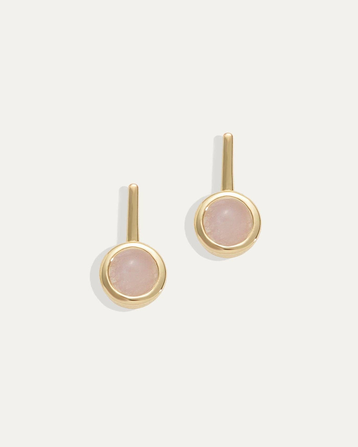 Bar Stud Earrings in Rose Quartz