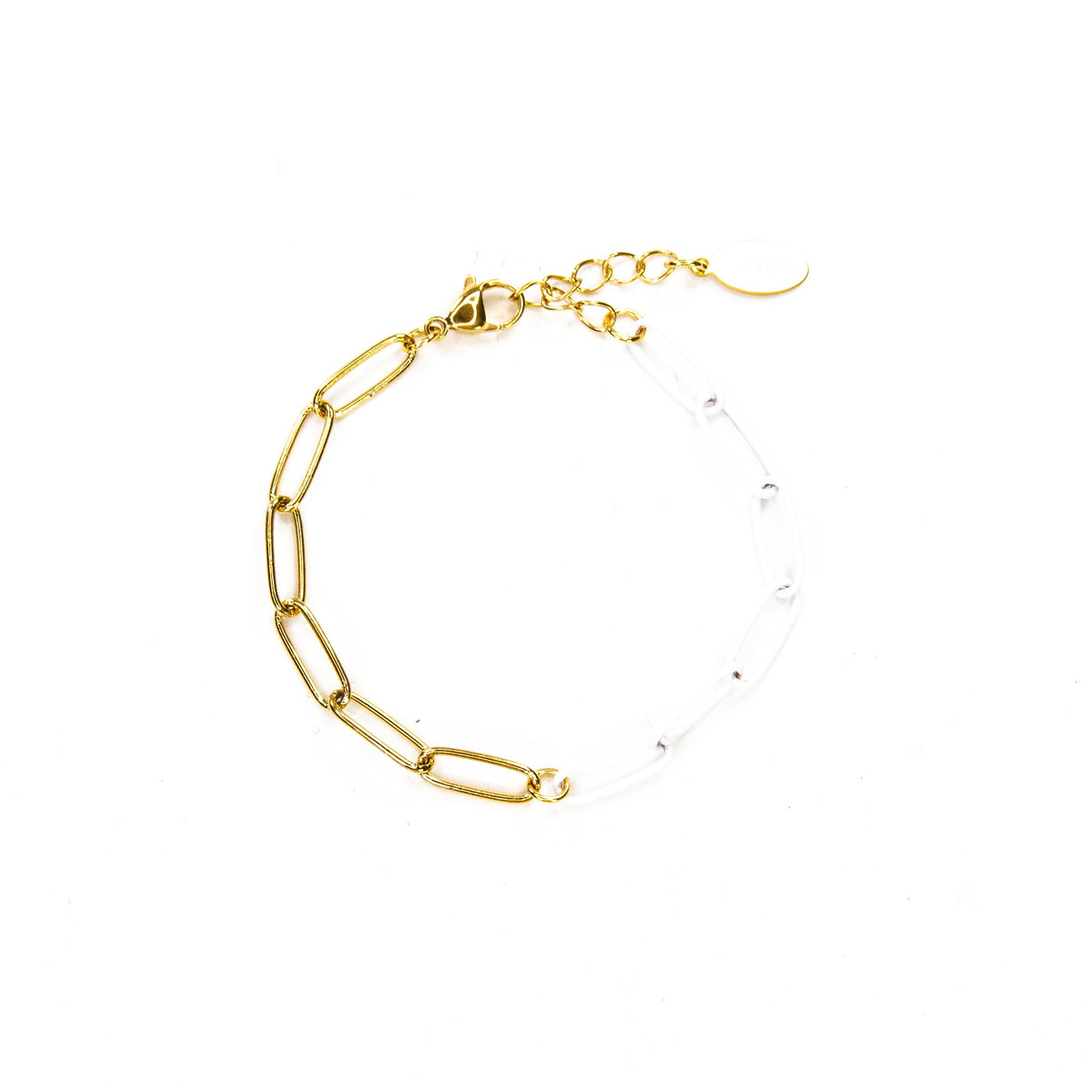 Colored Paperclip & Gold Chain Link Bracelet