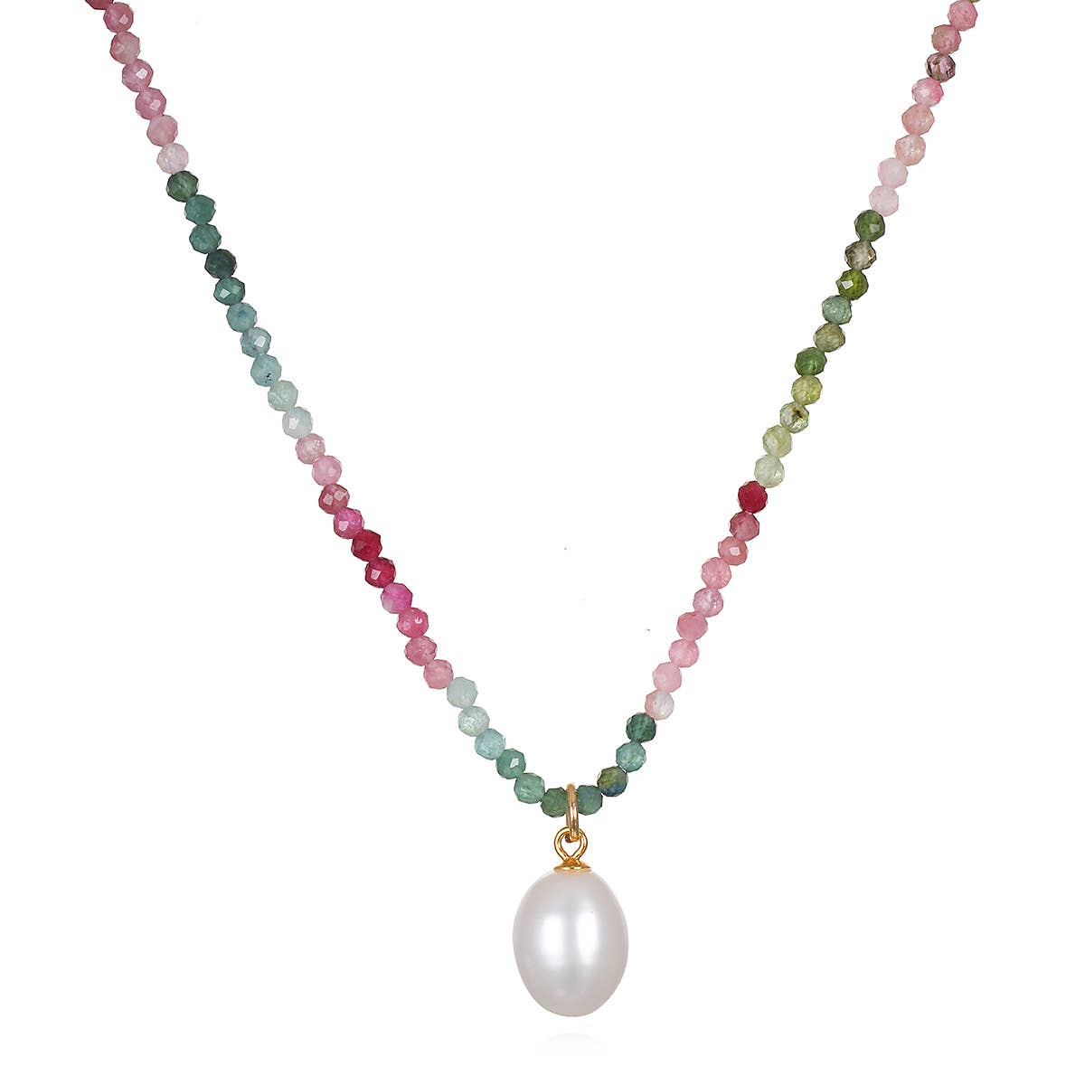 Watermelon Tourmaline Pearl Choker