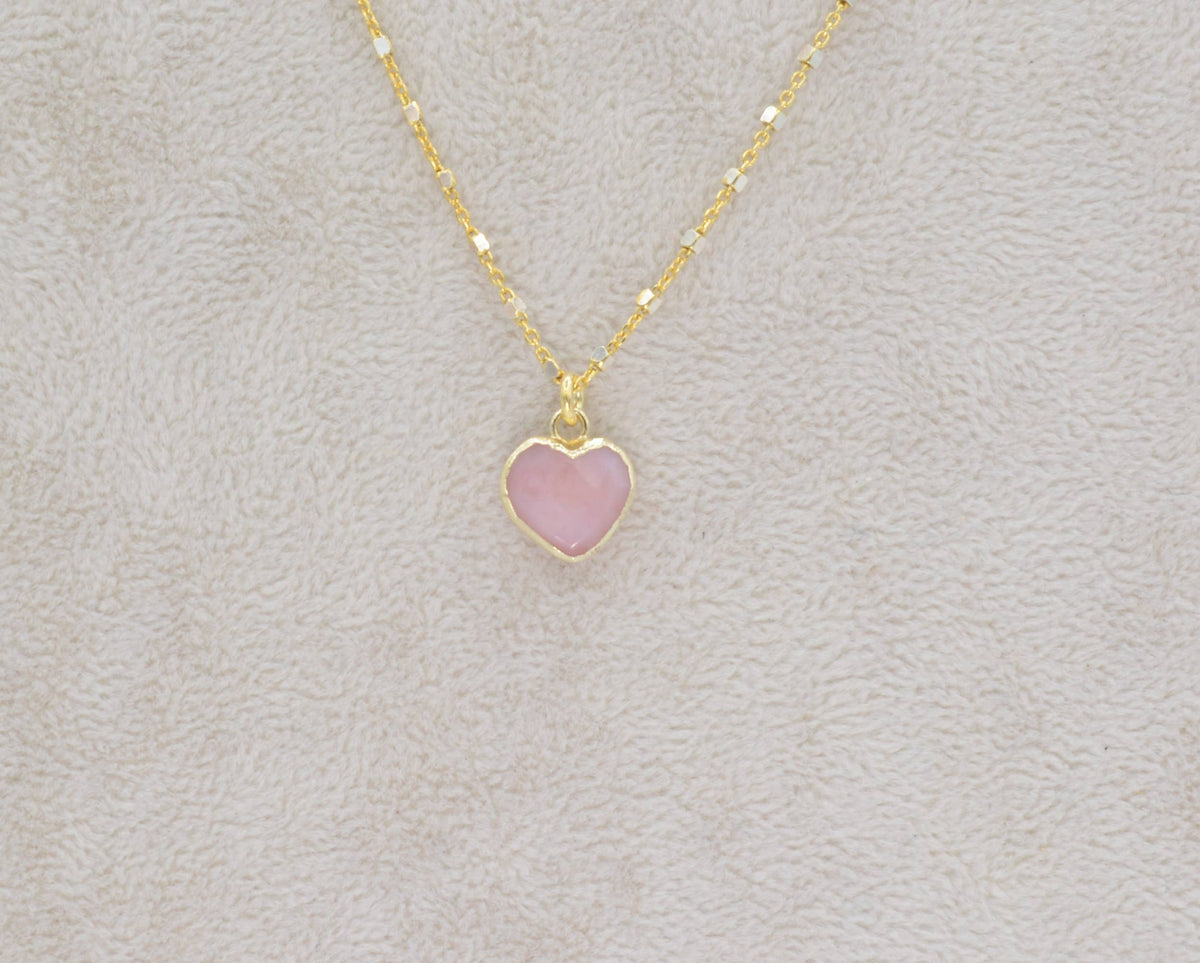 Pink Opal Heart Necklace