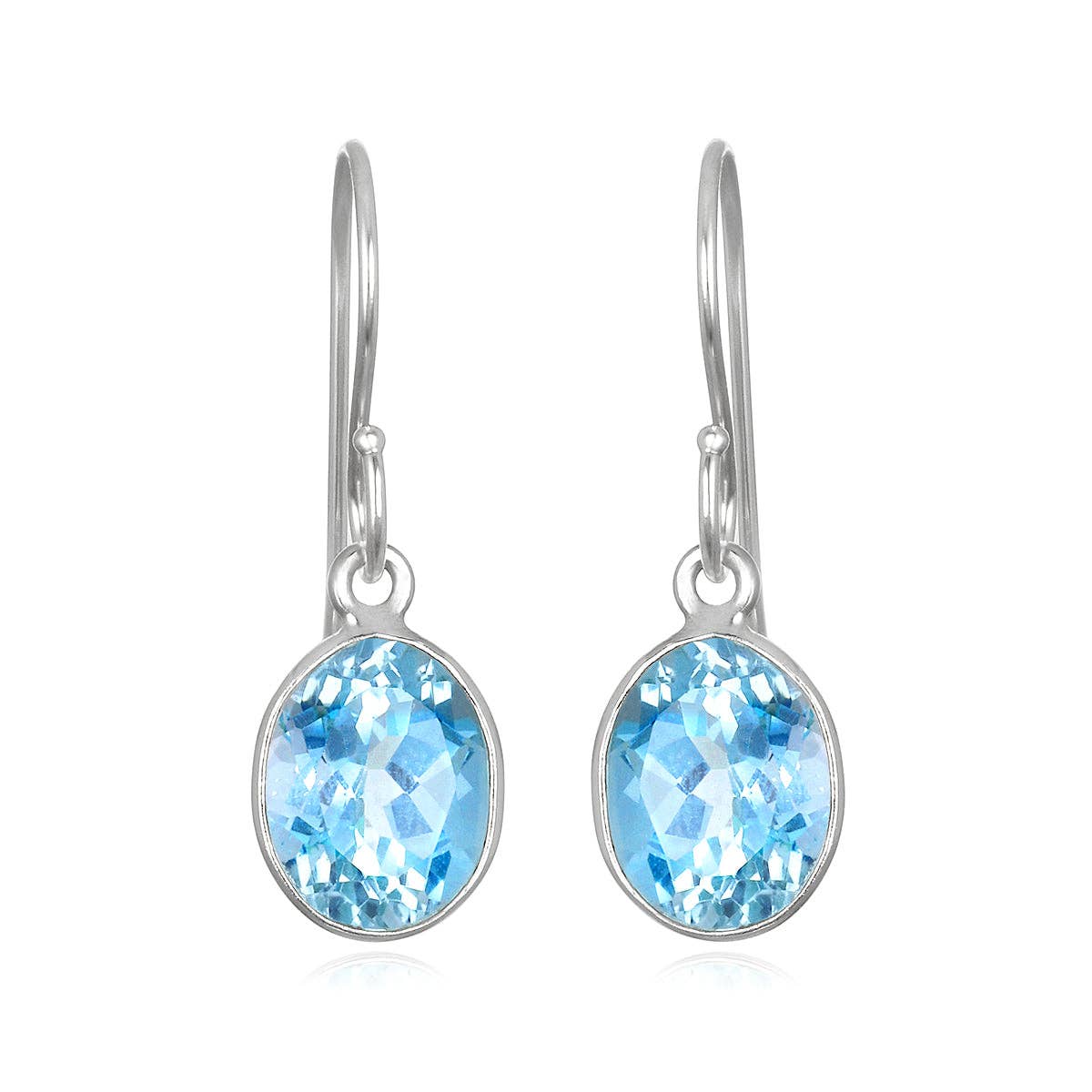 Bezeled Oval Gemdrop Earrings - Sky Blue Topaz