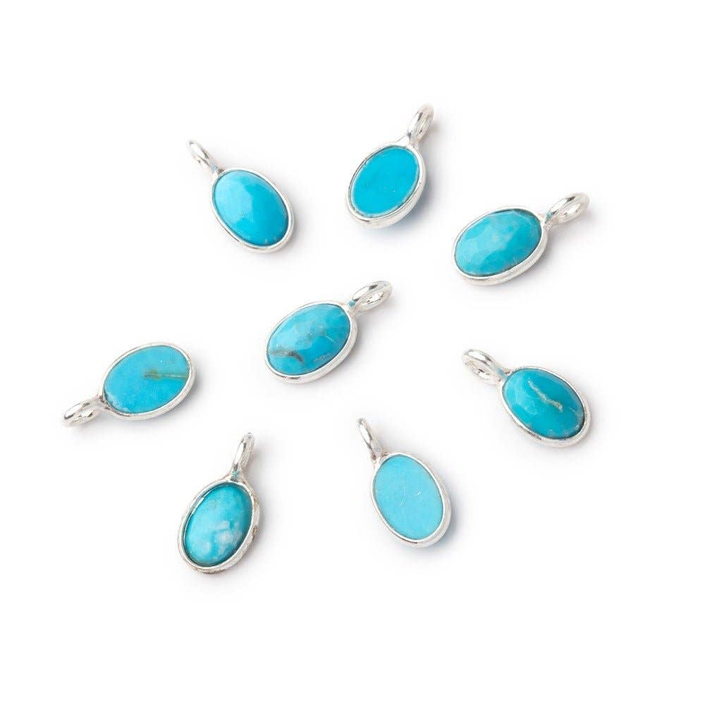 7x5mm Sterling Silver Bezel Howlite Rose Cut Oval Pendant 1 piece