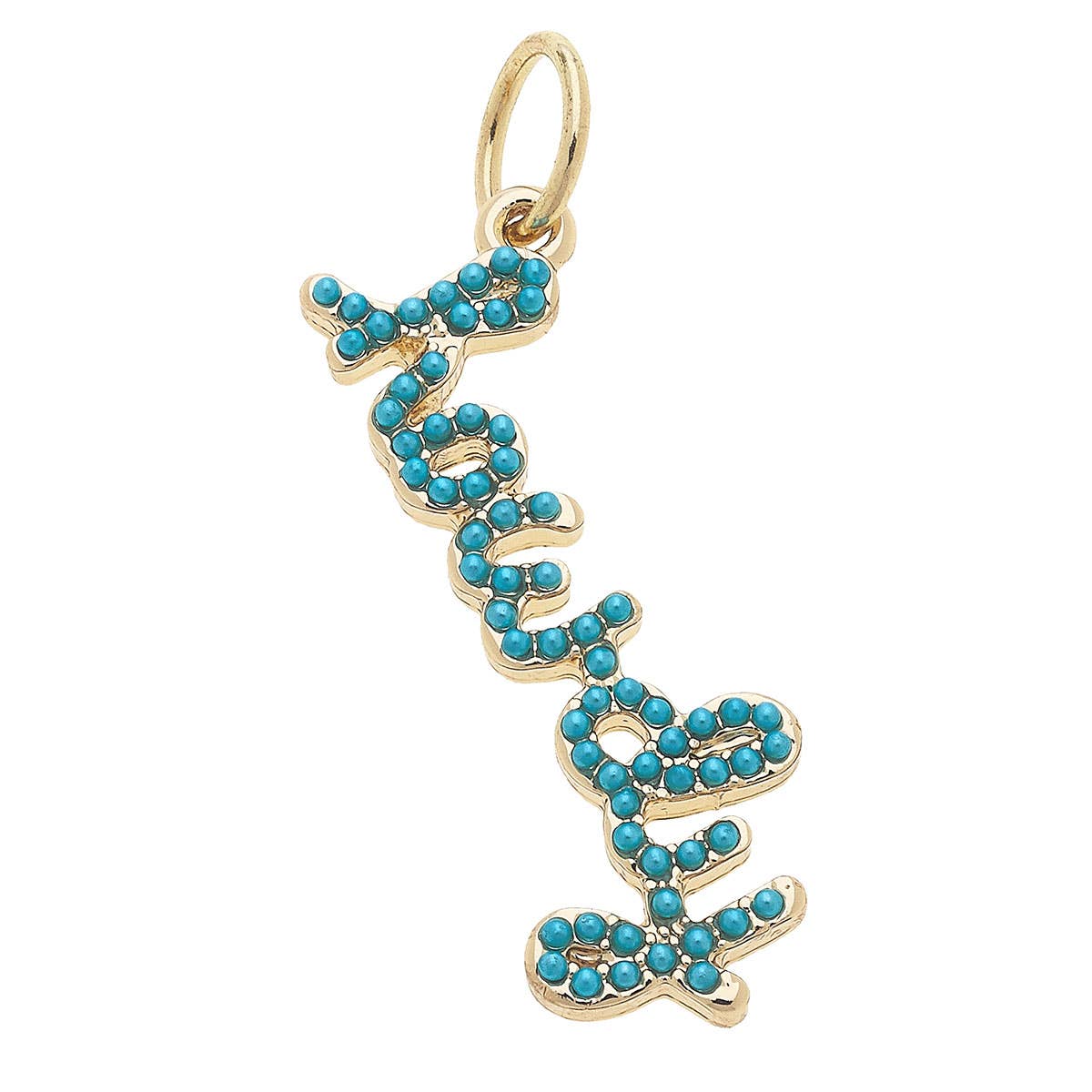 Charm- "Howdy" Turquoise-Studded Script