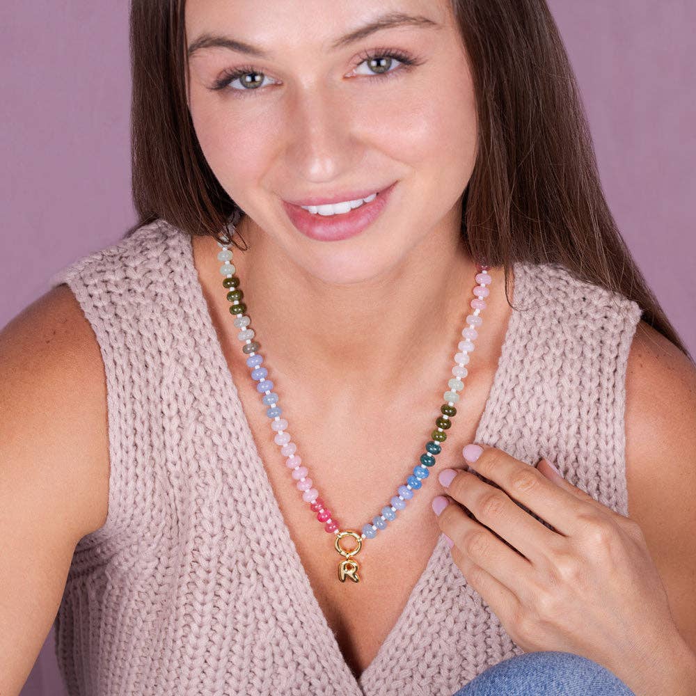 "Token Tales" Blush Semi-Precious Charm Holder Necklace