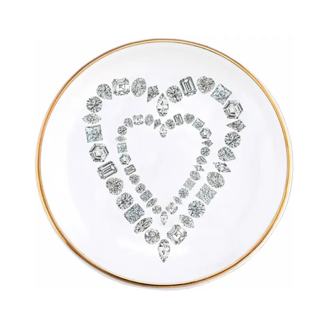 Porcelain Jewelry Dish with Gold Trim