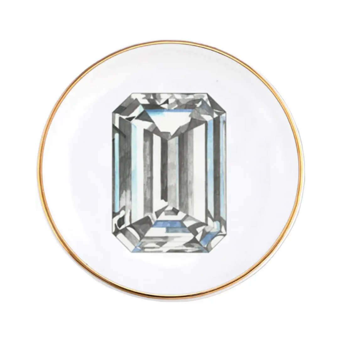 Porcelain Jewelry Dish with Gold Trim