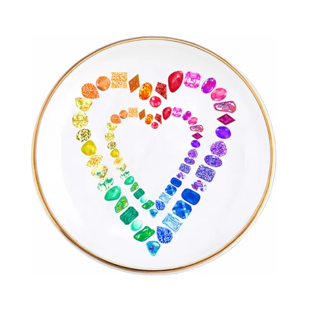 Porcelain Jewelry Dish with Gold Trim