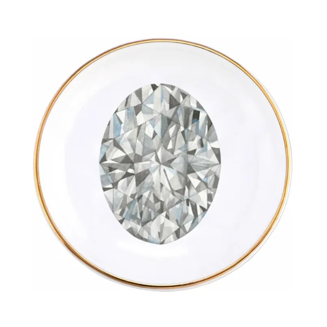 Porcelain Jewelry Dish with Gold Trim