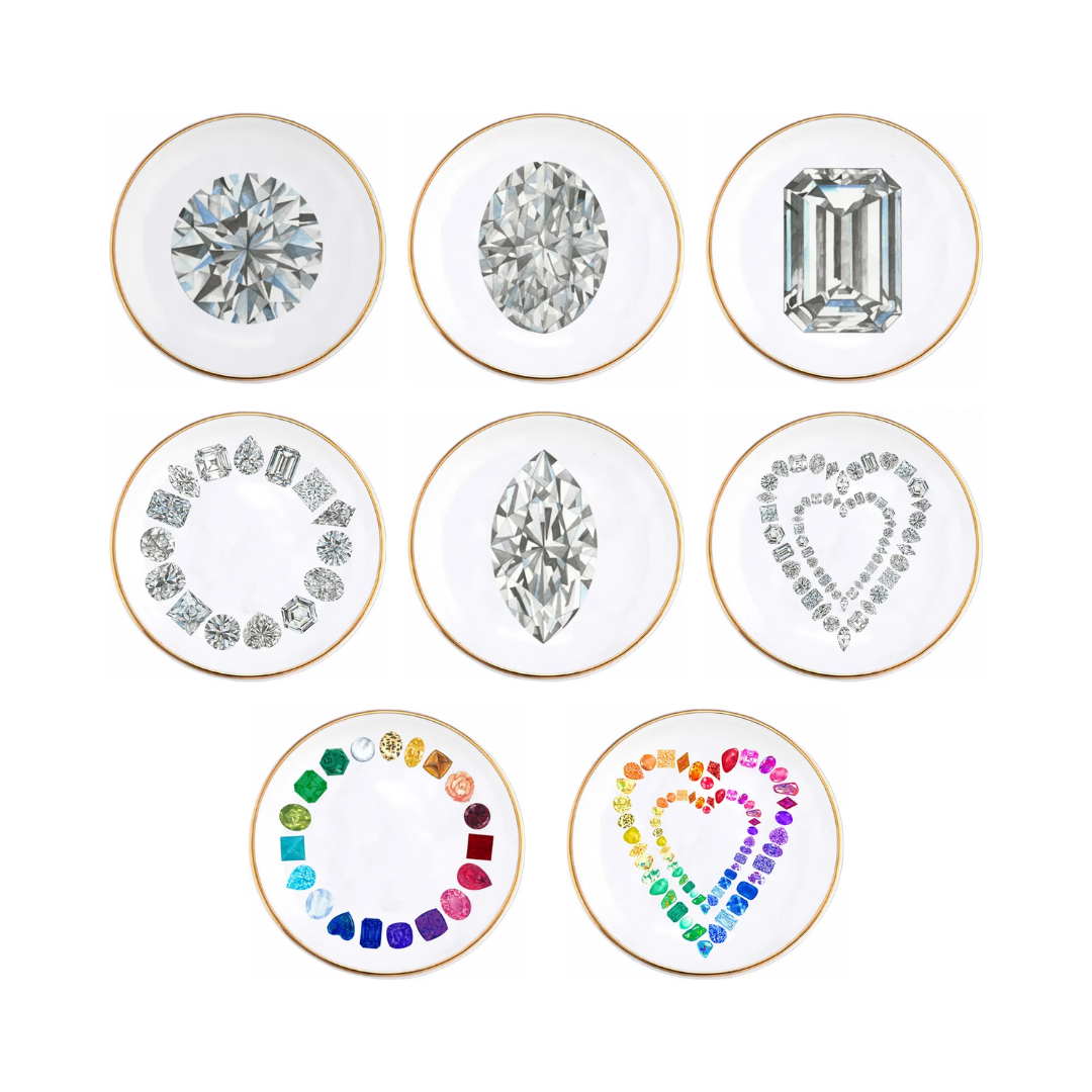 Porcelain Jewelry Dish with Gold Trim