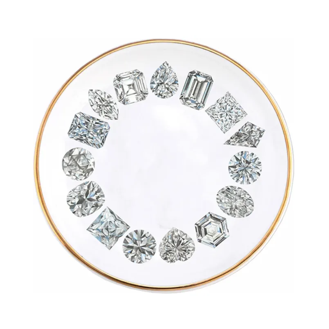 Porcelain Jewelry Dish with Gold Trim