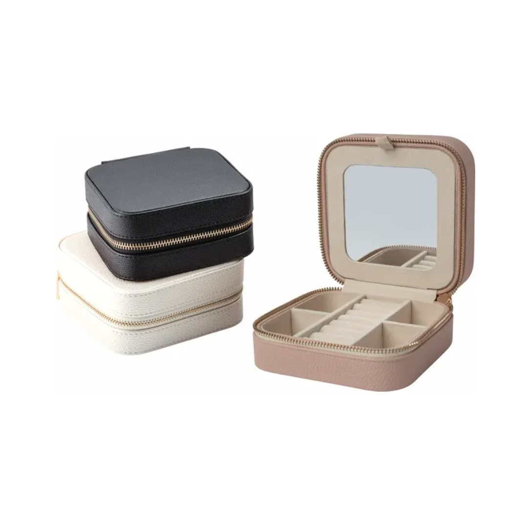 Leatherette Jewelry Travel Case with Mirror