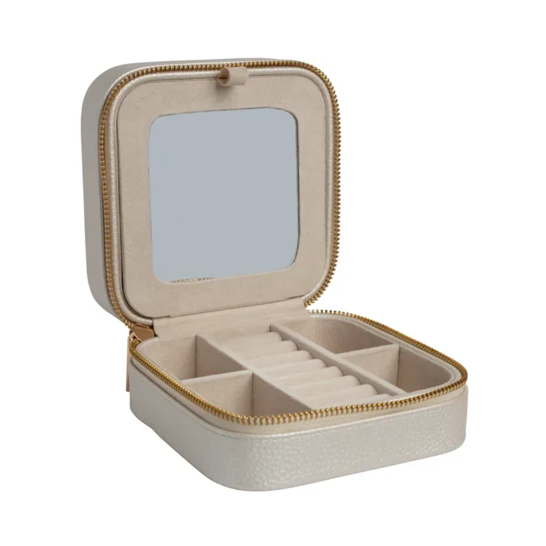 Leatherette Jewelry Travel Case with Mirror