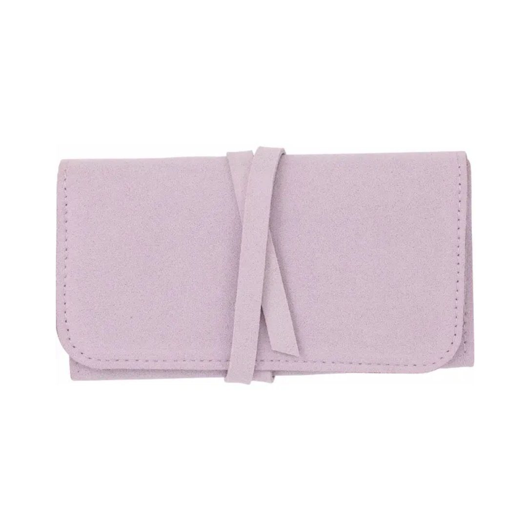 Suede Jewelry Roll Travel Case