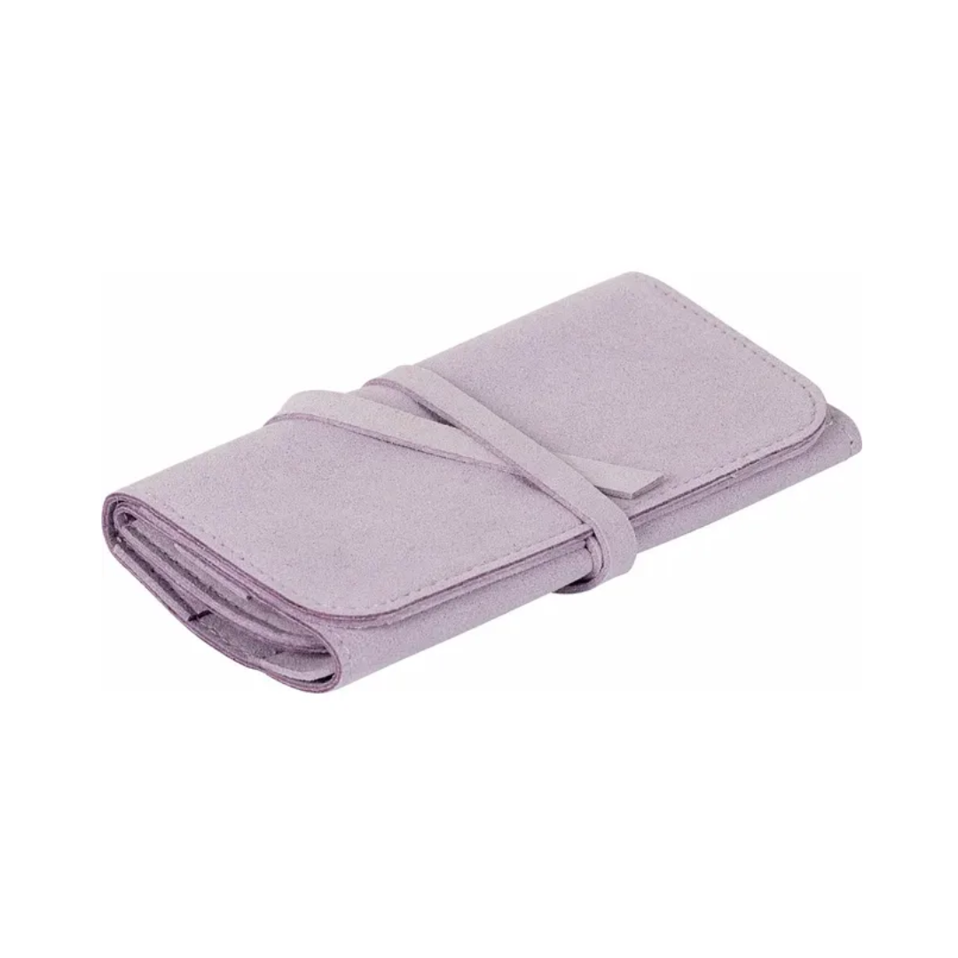 Suede Jewelry Roll Travel Case